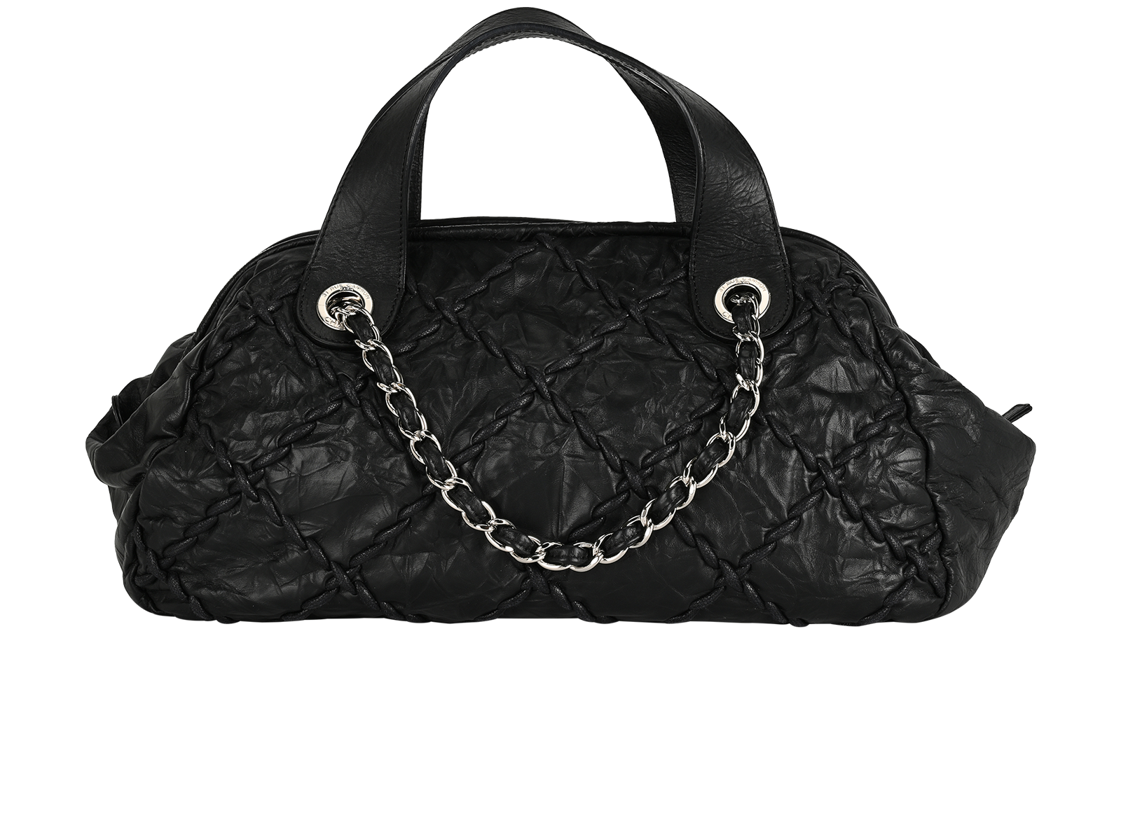Ultra Stitch Bowling Bag, &pound;1,800, Handbags, Black, Leather, Back view